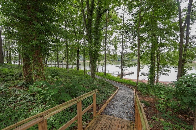 view of property's community with a water view