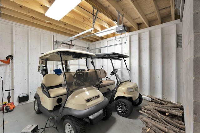garage with a garage door opener