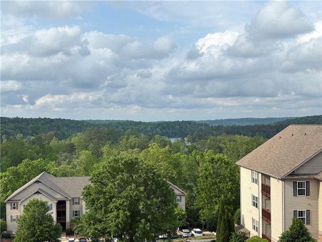 mountain view featuring a wooded view