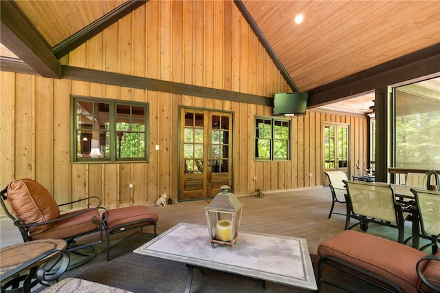 interior space featuring outdoor dining area and french doors