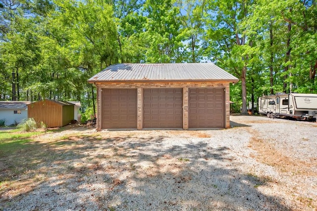 view of detached garage