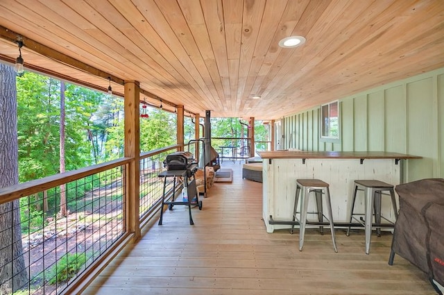 deck with outdoor dry bar