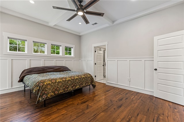 604 Robin Hood Ln, Anderson, SC 29621 - bedroom featuring visible vents, wood finished floors, beam ceiling, a decorative wall, and recessed lighting