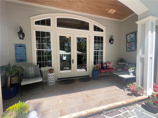 doorway to property with french doors