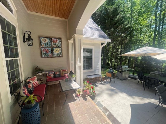 view of patio / terrace featuring an outdoor living space