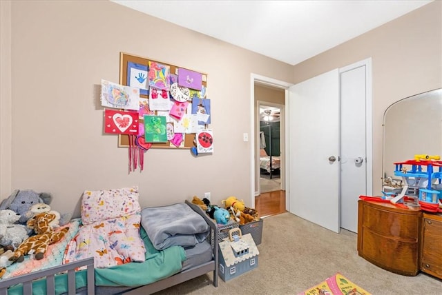bedroom featuring carpet