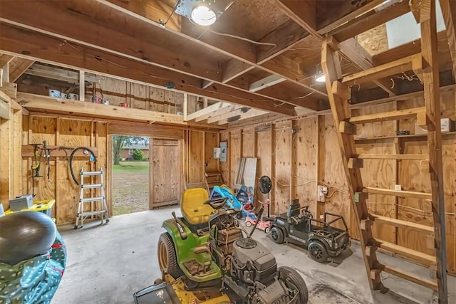 interior space with unfinished concrete flooring
