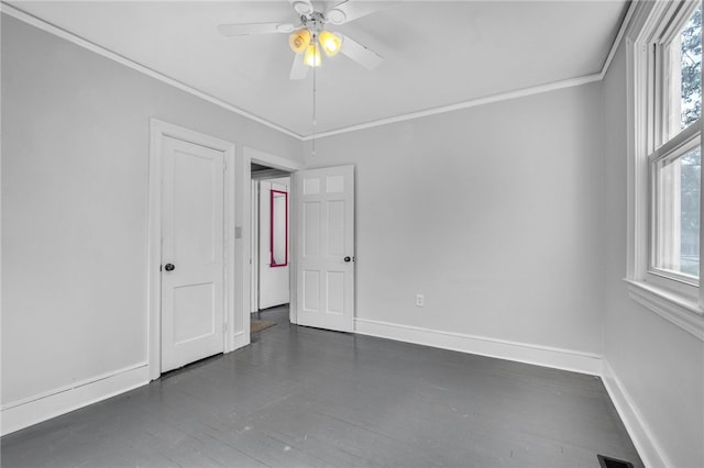 322 Whitehall Rd, Anderson, SC 29625 - empty room with plenty of natural light, baseboards, ornamental molding, and a ceiling fan