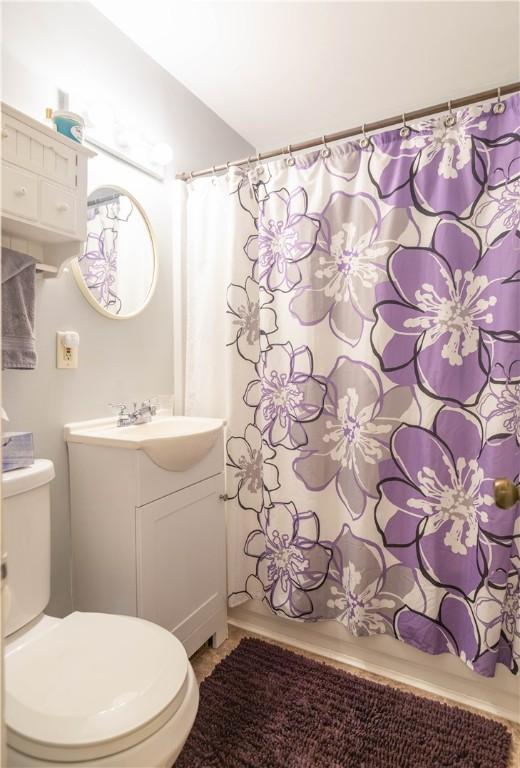 839 Crouch Dr, Pendleton, SC 29670 - full bath with toilet, curtained shower, and vanity