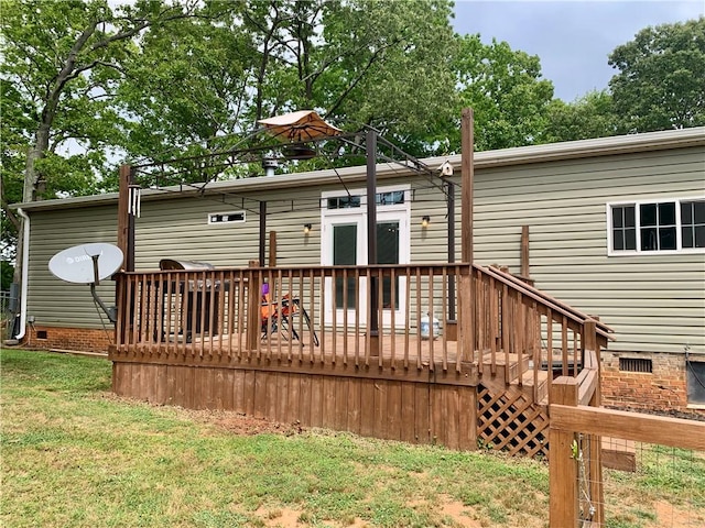 204 Rock Creek Rd, Anderson, SC 29625 - back of house with a deck, crawl space, and a lawn