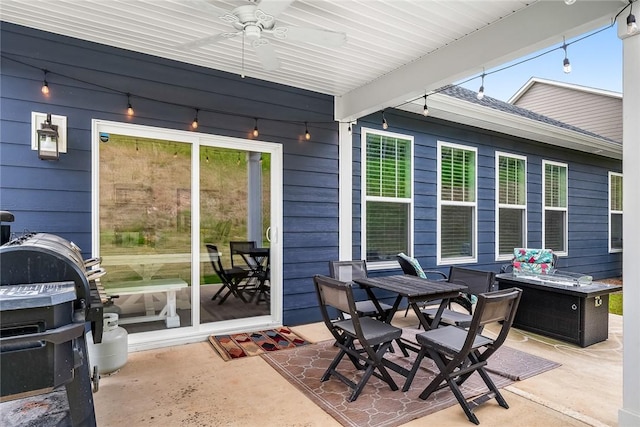 view of patio with a ceiling fan