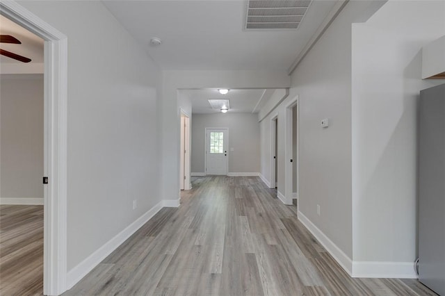 9 Dixie Ave, Liberty, SC 29657 - corridor with attic access, baseboards, visible vents, and light wood finished floors