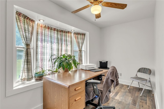 2018 Concord Rd, Anderson, SC 29621 - office area with baseboards, ceiling fan, and wood finished floors