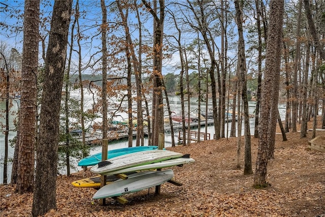 exterior space featuring a water view