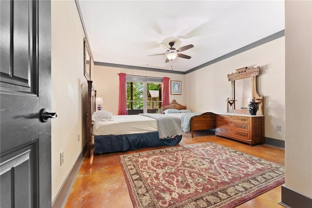 bedroom featuring baseboards and a ceiling fan