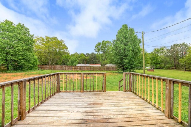 116 Ashley Dr, Pelzer, SC 29669 - wooden deck featuring fence and a lawn