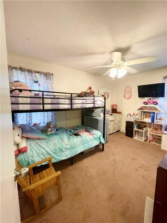 203 Adams St, Westminster, SC 29693 - carpeted bedroom with ceiling fan and a textured ceiling