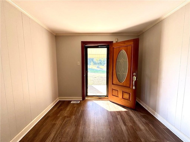 5192 Davis Cir, Anderson, SC 29625 - entrance foyer with dark wood-type flooring, baseboards, and ornamental molding