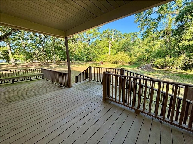 5192 Davis Cir, Anderson, SC 29625 - wooden deck with a yard and view of wooded area