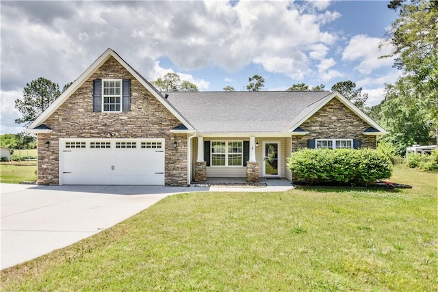 103 Mar Mac Rd, Anderson, SC 29626 - craftsman inspired home with stone siding, driveway, a front lawn, and roof with shingles