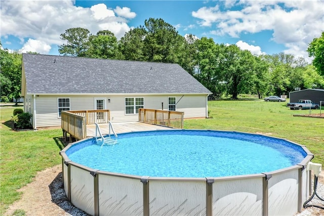 103 Mar Mac Rd, Anderson, SC 29626 - swimming pool with a wooden deck, a yard, and view of scattered trees