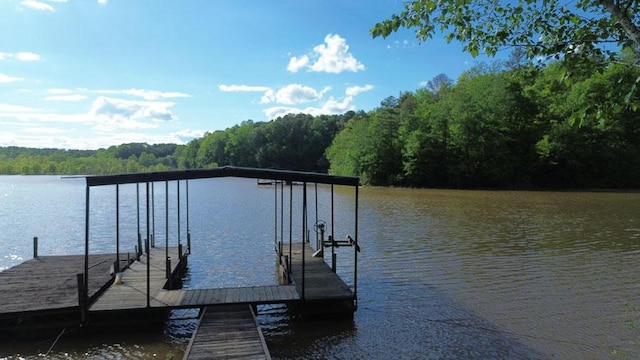 90 Eagle Claw Ct, Martin, GA 30557 - dock with a wooded view, a water view, and boat lift