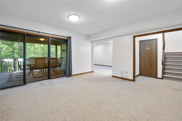 110 Safe Harbor Cir, Salem, SC 29676 - carpeted spare room with a textured ceiling, stairway, and baseboards