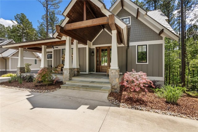 113 Settlement Village Dr, Sunset, SC 29685 - entrance to property with covered porch and board and batten siding