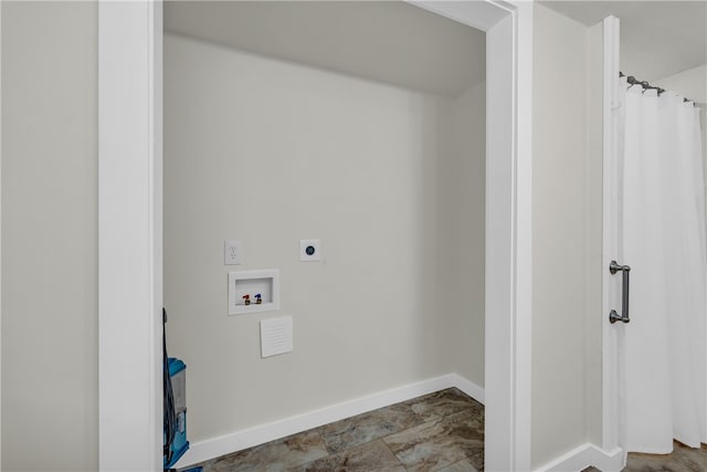 619 Crossland Creek Ct, Tamassee, SC 29686 - clothes washing area with hookup for an electric dryer, baseboards, and washer hookup
