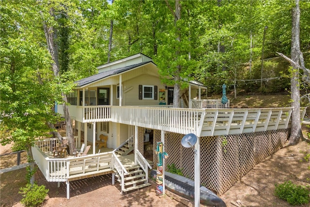 619 Crossland Creek Ct, Tamassee, SC 29686 - rear view of house featuring a deck and stairs