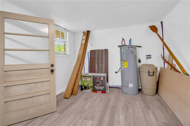 619 Crossland Creek Ct, Tamassee, SC 29686 - utility room featuring electric water heater and a heating unit