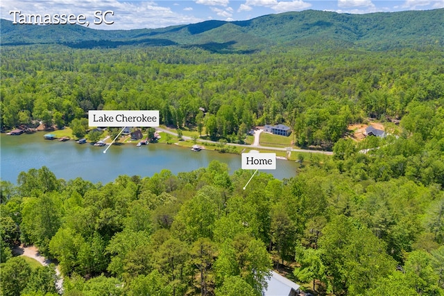 621 Crossland Creek Ct, Tamassee, SC 29686 - drone / aerial view of a heavily wooded area and a water and mountain view