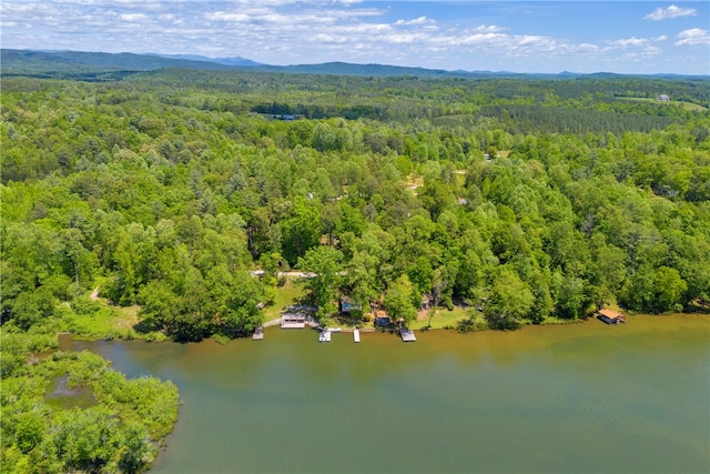 621 Crossland Creek Ct, Tamassee, SC 29686 - bird's eye view of a heavily wooded area and a water and mountain view