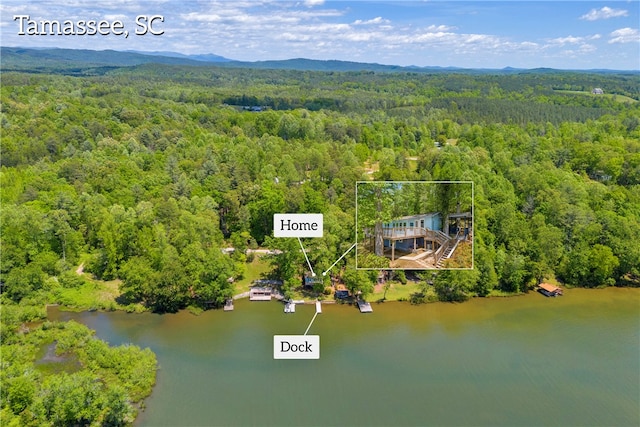 621 Crossland Creek Ct, Tamassee, SC 29686 - drone / aerial view of a heavily wooded area and a large body of water