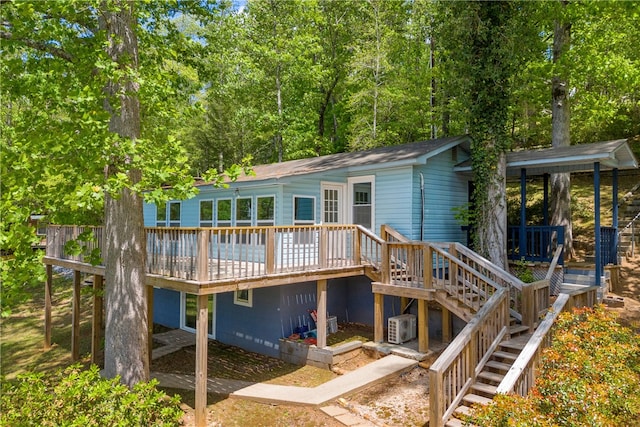 621 Crossland Creek Ct, Tamassee, SC 29686 - back of house with a deck and stairway