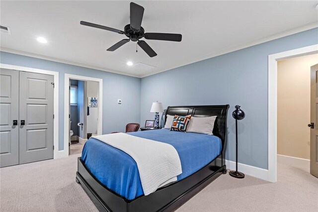 109 Laurel Pond Way, Sunset, SC 29685 - bedroom with light carpet, recessed lighting, baseboards, and a ceiling fan