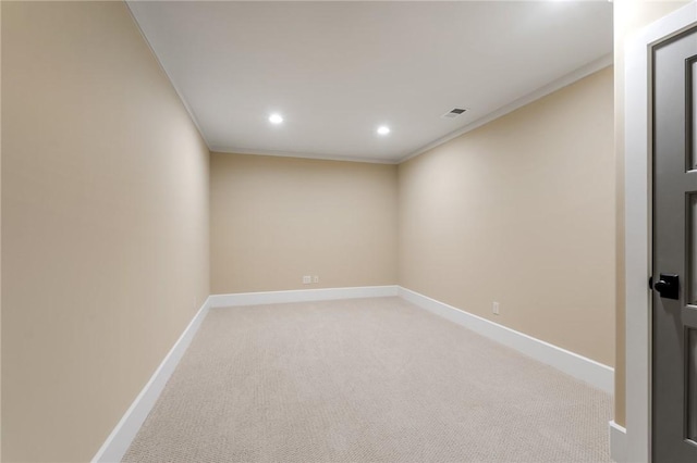 109 Laurel Pond Way, Sunset, SC 29685 - spare room with recessed lighting, ornamental molding, baseboards, and light colored carpet