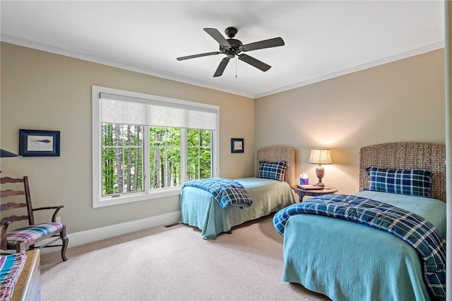 109 Laurel Pond Way, Sunset, SC 29685 - carpeted bedroom featuring crown molding, baseboards, and a ceiling fan