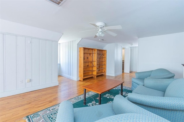 605 Boulevard, Anderson, SC 29621 - living room featuring wood finished floors, a ceiling fan, and baseboards