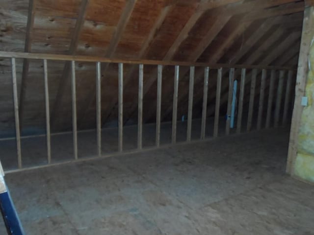 view of unfinished attic