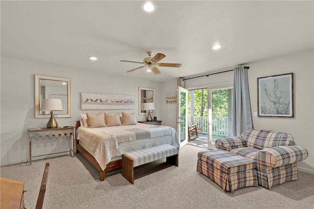 451 Cedar Creek Rd, Sunset, SC 29685 - bedroom featuring access to outside, carpet flooring, recessed lighting, a ceiling fan, and baseboards