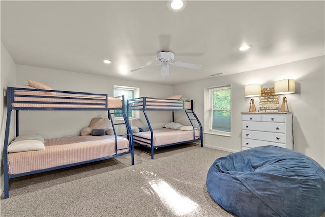 451 Cedar Creek Rd, Sunset, SC 29685 - bedroom featuring carpet, recessed lighting, baseboards, and ceiling fan