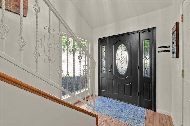 451 Cedar Creek Rd, Sunset, SC 29685 - foyer with wood finished floors, baseboards, and stairs