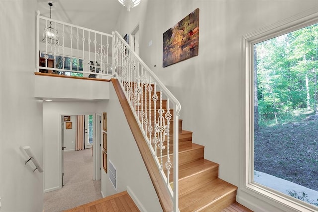 451 Cedar Creek Rd, Sunset, SC 29685 - stairway featuring baseboards
