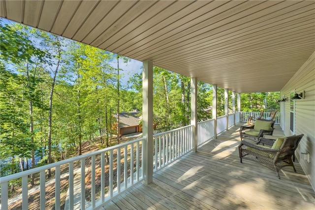 451 Cedar Creek Rd, Sunset, SC 29685 - wooden terrace with view of scattered trees