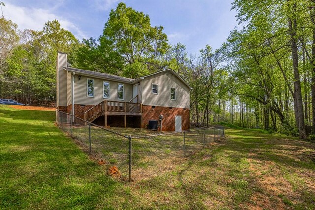 1012 Kens Pl, Taylors, SC 29687 - rear view of property with a chimney, cooling unit, a deck, stairway, and a garage