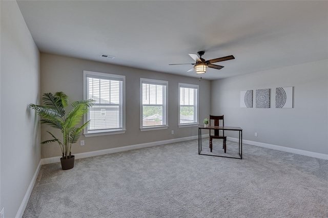 709 Whitemarsh Ave, Simpsonville, SC 29680 - unfurnished office with carpet floors, ceiling fan, and baseboards