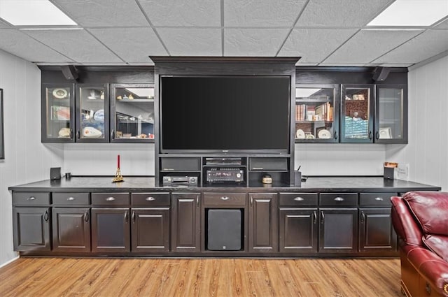 224 Sheffield Rd, Greer, SC 29651 - bar area with light wood-type flooring, a paneled ceiling, and a decorative wall