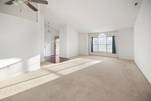 111 Coachman Ct, Anderson, SC 29625 - carpeted spare room featuring ceiling fan, lofted ceiling, and baseboards