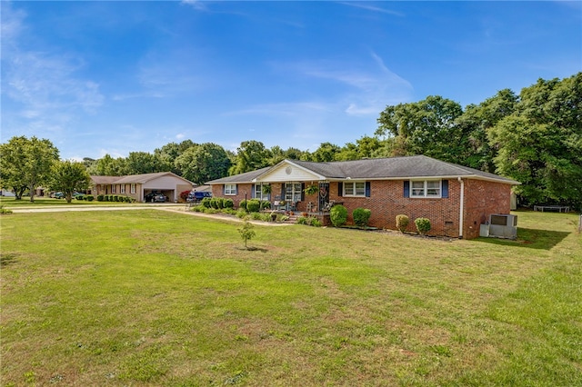 203 Greenmeadow Cir, Anderson, SC 29626 - ranch-style house featuring covered porch, brick siding, a front lawn, driveway, and a carport